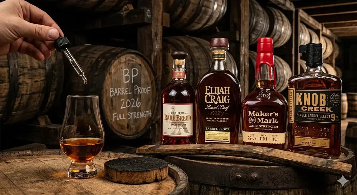 Barrel proof bourbon bottles